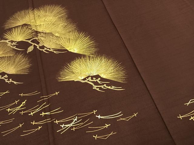 平和屋着物●金彩友禅作家　金彩の魔術師　堀省平　金煌織　訪問着　枝松文　金彩　正絹　逸品　AABL3185fy