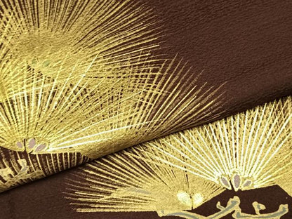 平和屋着物●金彩友禅作家　金彩の魔術師　堀省平　金煌織　訪問着　枝松文　金彩　正絹　逸品　AABL3185fy