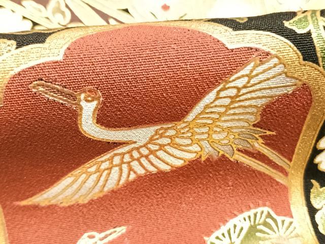 平和屋着物●豪華黒留袖　花鳥文　金彩　正絹　逸品　AABL3188fy