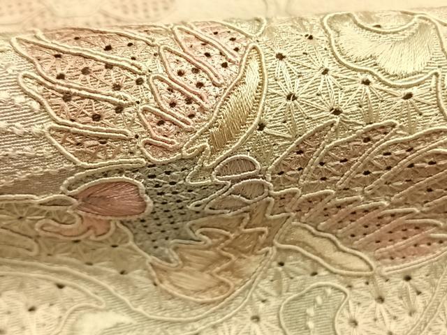 平和屋着物●訪問着　中国三大刺繍　スワトウ刺繍　汕頭刺繍　総刺繍　花鳥文　正絹　逸品　AABL3189fy