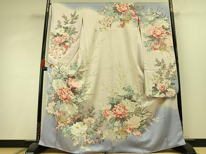 平和屋着物●豪華振袖　草花文　暈し染め　金彩　正絹　逸品　AABL3194fy