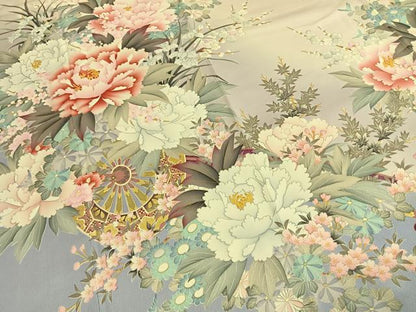 平和屋着物●豪華振袖　草花文　暈し染め　金彩　正絹　逸品　AABL3194fy