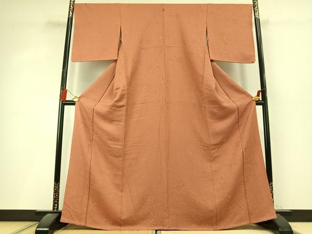 平和屋着物●上質な色無地　辻が花地紋　纁色　正絹　逸品　未使用　AABL3196fy