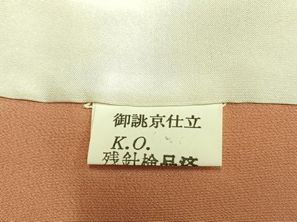 平和屋着物●上質な色無地　辻が花地紋　纁色　正絹　逸品　未使用　AABL3196fy
