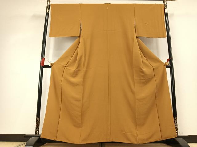 平和屋着物●上質な色無地　黄土色　正絹　逸品　AABL3197fy