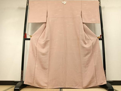平和屋着物●上質な色無地　流水地紋　洗柿色　正絹　逸品　未使用　AABL3198fy