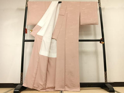 平和屋着物●上質な色無地　流水地紋　洗柿色　正絹　逸品　未使用　AABL3198fy