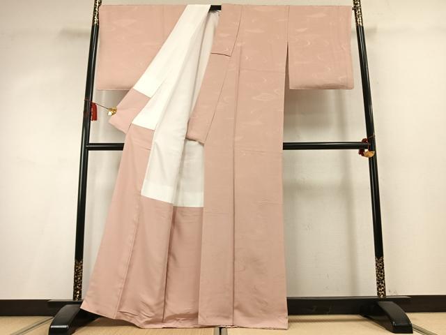 平和屋着物●上質な色無地　流水地紋　洗柿色　正絹　逸品　未使用　AABL3198fy