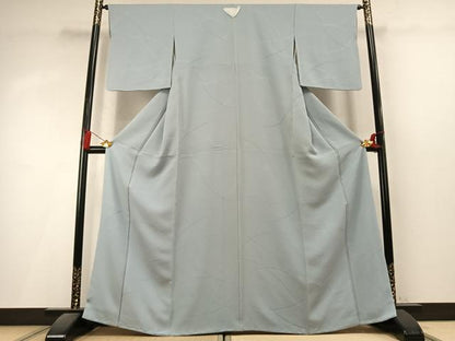 平和屋着物●上質な色無地　抽象地紋　白藍色　正絹　逸品　未使用　AABL3203fy