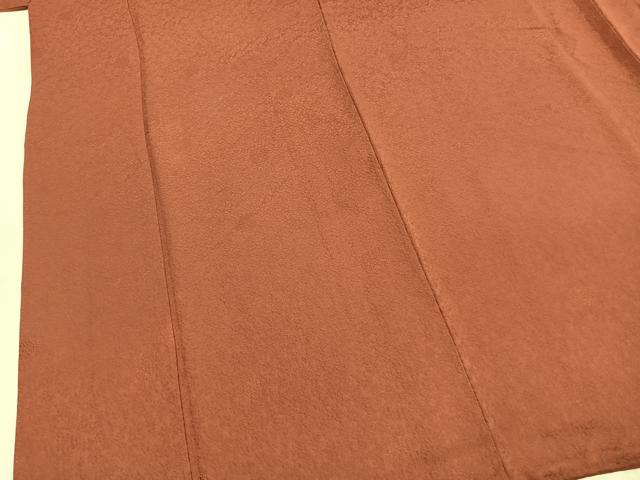 平和屋着物●上質な色無地　丸地紋　鳶色　正絹　逸品　AABL3204fy