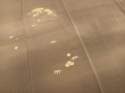 平和屋着物●訪問着　総刺繍　駒刺繍　竹　梅　暈し染め　鬼しぼ縮緬　正絹　逸品　AABL3205fy