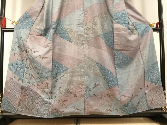 平和屋着物●訪問着　紬地　中国三大刺繍　スワトウ刺繍　汕頭刺繍　枝花文　金糸　正絹　逸品　AABL3207fy