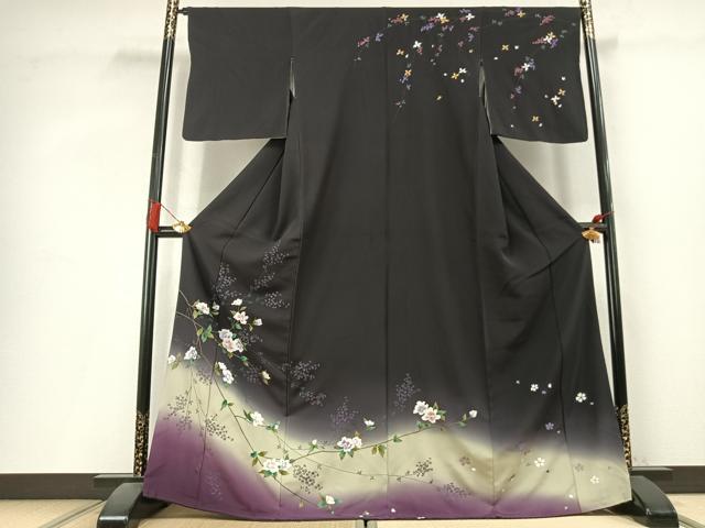 平和屋着物●訪問着　枝花文　暈し染め　金彩　正絹　逸品　AABL3208fy
