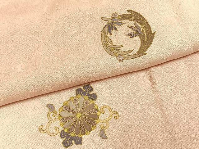 平和屋着物●上質な小紋　刺繍　花唐草文　暈し染め　金糸　金彩　さが美扱い　正絹　逸品　AABL3209fy