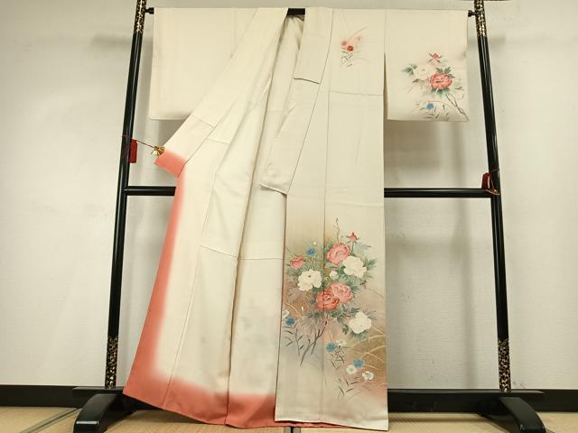 平和屋着物●京友禅の第一人者　松井青々　訪問着　草花文　暈し染め　金彩　正絹　逸品　AABL3210fy
