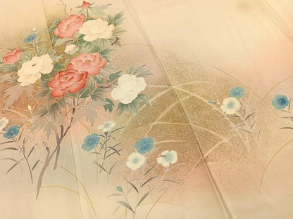 平和屋着物●京友禅の第一人者　松井青々　訪問着　草花文　暈し染め　金彩　正絹　逸品　AABL3210fy
