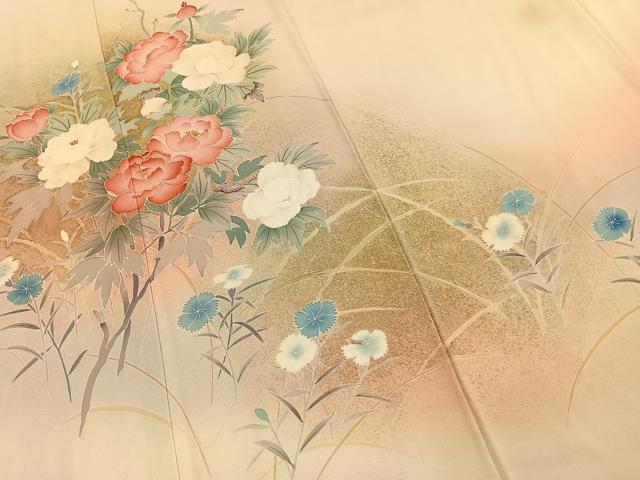 平和屋着物●京友禅の第一人者　松井青々　訪問着　草花文　暈し染め　金彩　正絹　逸品　AABL3210fy