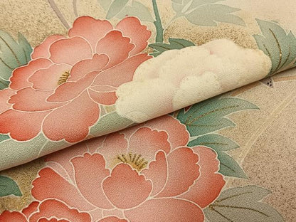 平和屋着物●京友禅の第一人者　松井青々　訪問着　草花文　暈し染め　金彩　正絹　逸品　AABL3210fy