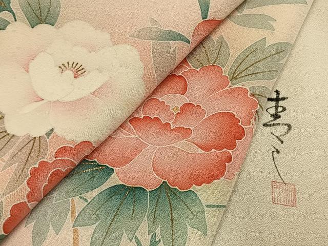 平和屋着物●京友禅の第一人者　松井青々　訪問着　草花文　暈し染め　金彩　正絹　逸品　AABL3210fy