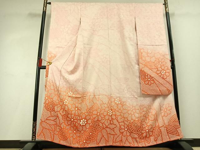 平和屋着物●豪華振袖　総絞り　草花文　暈し染め　正絹　逸品　AABL3211fy