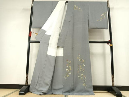 平和屋着物●訪問着　草花文　金彩　正絹　逸品　AABL3213fy