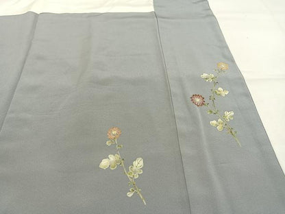 平和屋着物●訪問着　草花文　金彩　正絹　逸品　AABL3213fy