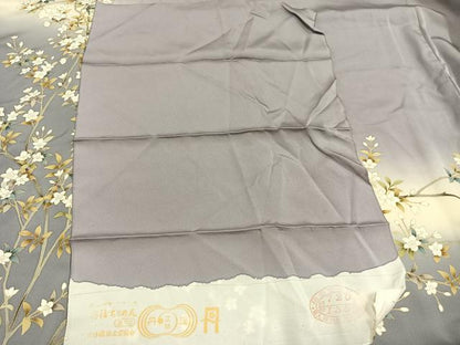 平和屋着物●螺鈿作家　甲斐泰造　訪問着　螺鈿　花鳥文　暈し染め　金彩　丹後ちりめん　反端付き　正絹　逸品　未使用　AABL3214fy