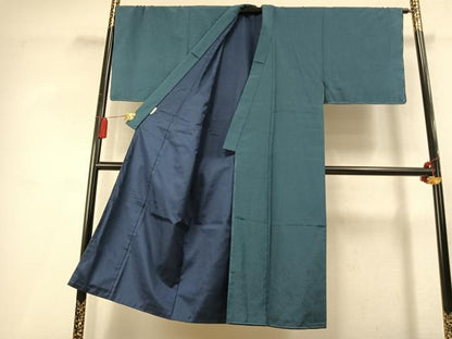 平和屋着物●男性　お召　アンサンブル　古今織　縞　反端付き　正絹　逸品　未使用　AABL3217fy