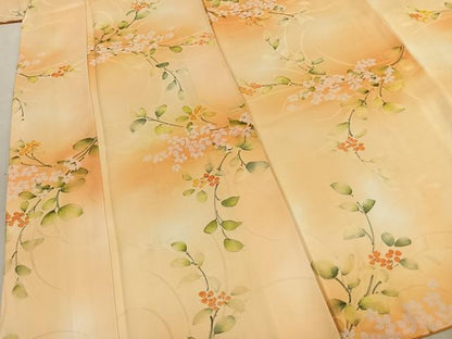 平和屋着物●上質な小紋　地紋起こし　枝花文　暈し染め　正絹　逸品　AABL3225fy