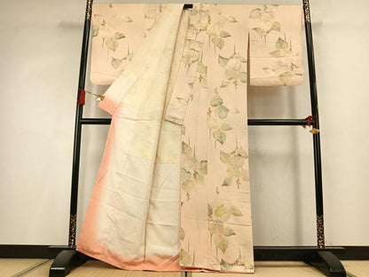 平和屋着物●上質な小紋　地紋起こし　草花文　正絹　逸品　AABL3227fy
