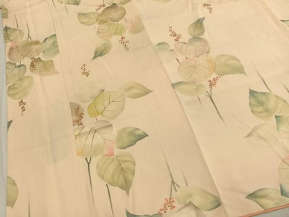 平和屋着物●上質な小紋　地紋起こし　草花文　正絹　逸品　AABL3227fy