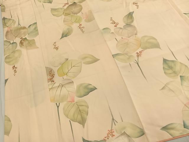平和屋着物●上質な小紋　地紋起こし　草花文　正絹　逸品　AABL3227fy