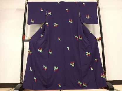 平和屋着物●上質な小紋　葡萄蔦の葉文　正絹　逸品　AABL3228fy