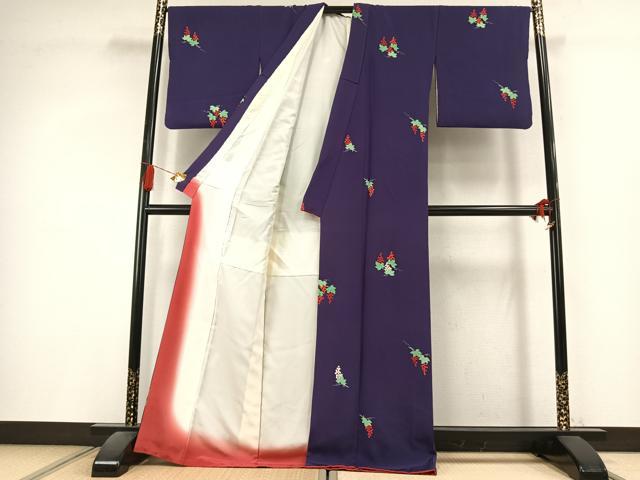 平和屋着物●上質な小紋　葡萄蔦の葉文　正絹　逸品　AABL3228fy
