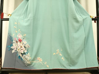 平和屋着物●訪問着　手描き　草花文　暈し染め　正絹　逸品　AABL3229fy