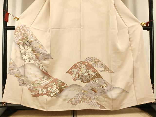 平和屋着物●訪問着　松竹梅　御所車花文　金彩　正絹　逸品　AABL3230fy