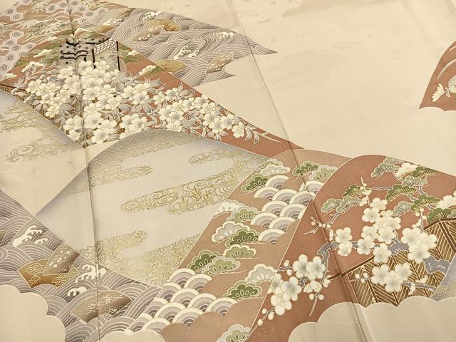 平和屋着物●訪問着　松竹梅　御所車花文　金彩　正絹　逸品　AABL3230fy