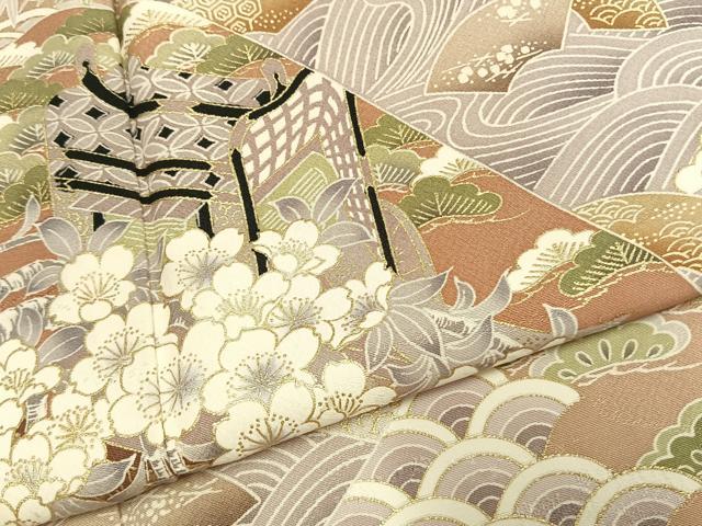 平和屋着物●訪問着　松竹梅　御所車花文　金彩　正絹　逸品　AABL3230fy