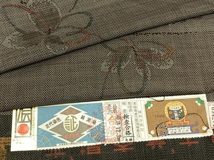 平和屋着物●本場大島紬　9マルキ　手織　古代染色　純泥染　舞花文　安楽仲次作　証紙付き　正絹　逸品　未使用　AABL3232fy