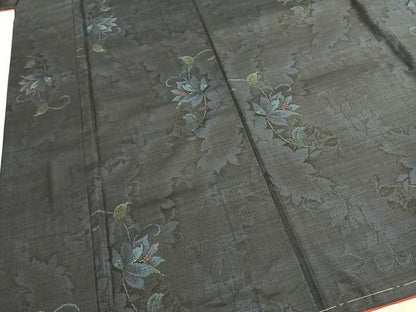 平和屋着物●本場大島紬　9マルキ　花唐草文　正絹　逸品　未使用　AABL3233fy