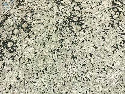 平和屋着物●訪問着　お召地　更紗花文　黒地　銀糸　正絹　逸品　未使用　AABL3235fy