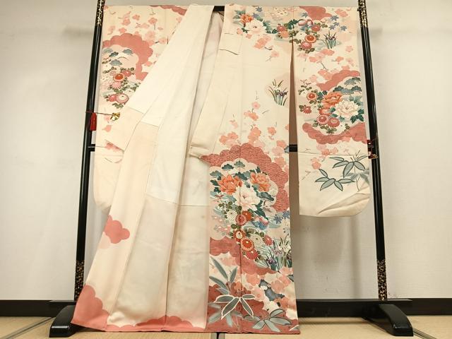 平和屋着物●豪華振袖　刺繍　花鳥文　金彩　正絹　逸品　AABL3244fy