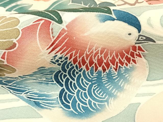 平和屋着物●豪華振袖　刺繍　花鳥文　金彩　正絹　逸品　AABL3244fy