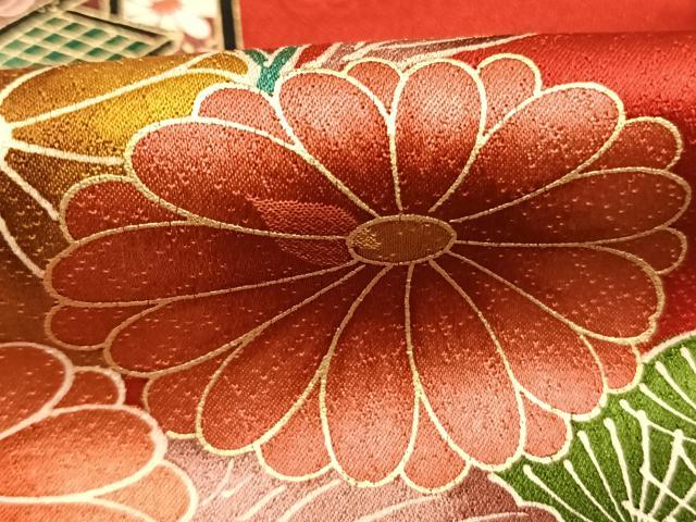 平和屋着物●豪華振袖　御所車花文　金彩　正絹　逸品　AABL3246fy