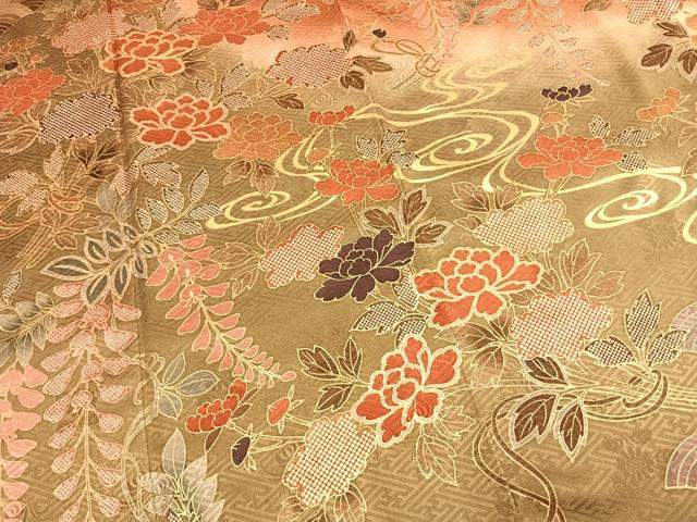 平和屋着物●豪華振袖　駒刺繍　草花文　暈し染め　金彩　正絹　逸品　AABL3247fy