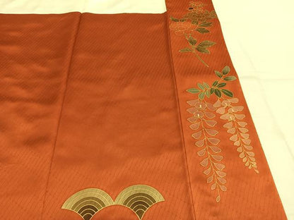平和屋着物●豪華振袖　駒刺繍　草花文　暈し染め　金彩　正絹　逸品　AABL3247fy