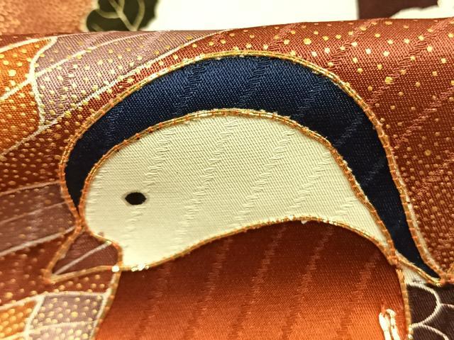 平和屋着物●豪華振袖　駒刺繍　鴛鴦花文　金彩　正絹　逸品　AABL3248fy