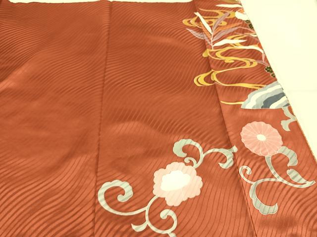 平和屋着物●豪華振袖　駒刺繍　鴛鴦花文　金彩　正絹　逸品　AABL3248fy