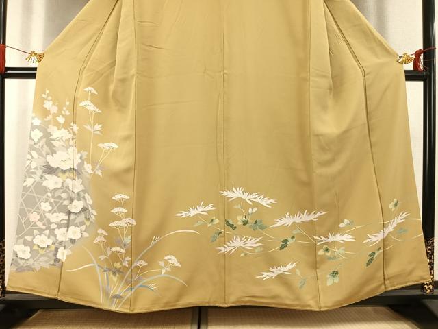 平和屋着物●訪問着　友禅　草花文　正絹　逸品　AABL3249fy