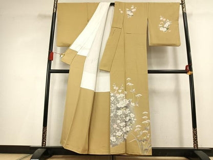 平和屋着物●訪問着　友禅　草花文　正絹　逸品　AABL3249fy